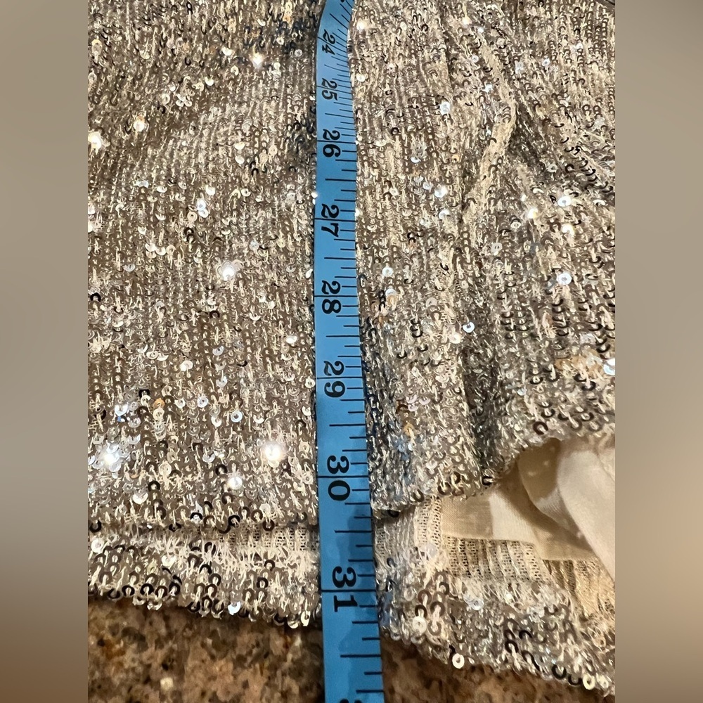 Maje Silver Sequin Playsuit Romper Wrap V Neck Long Sleeve FR 38 US 6 NWT $415 - Picture 6 of 12
